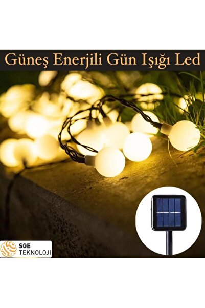 Mighty Opak Güneş Enerjili 7 Metre 50 Led Sarı Bahçe Teras Parti Balkon Süsü Aydınlatma Lambası
