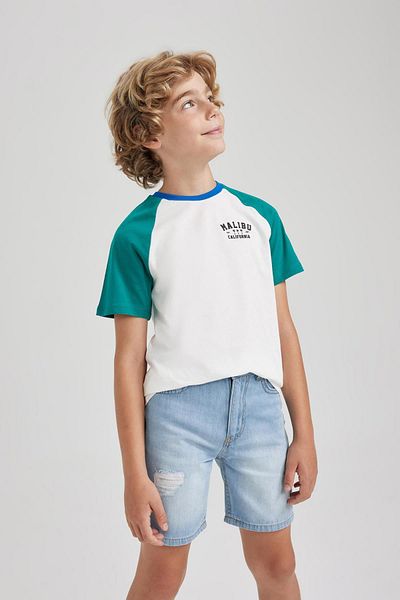DeFacto Boy's Crew Neck Printed Short Sleeve T-Shirt A9301a823au