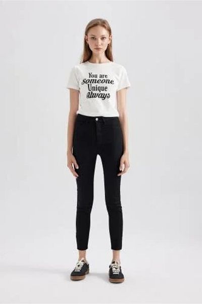 DeFacto Super Skinny Jegging, hohe Taille, schmales Bein, knöchellange Jeanshose A8570ax23hs