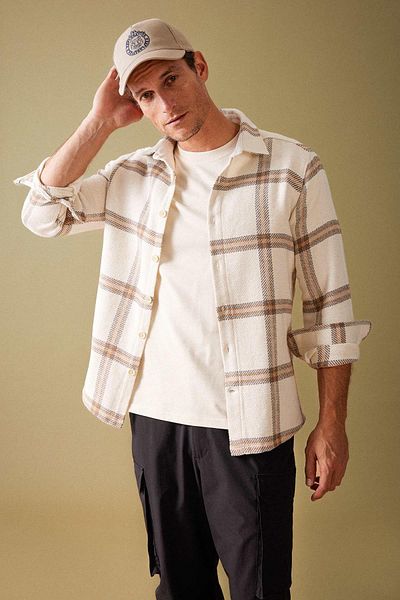 DeFacto Modern Fit Polo Collar Checked Lumberjack Long Sleeve Shirt A5324Ax23Au