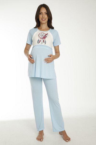 Miss Dünya Lissa Set de pijamale de maternitate și de maternitate cu model Baby Blue, cu halat de casă