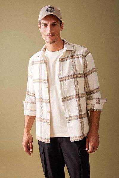 DeFacto Modern Fit Polo Collar Checked Lumberjack Long Sleeve Shirt A5324Ax23Au