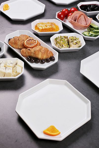 ŞURA MUTFAK Geometric 6-seater breakfast set 14 pieces White