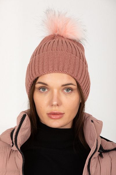 Eke Tekstil Dusty Rose Women's Pompom Knitwear Beret