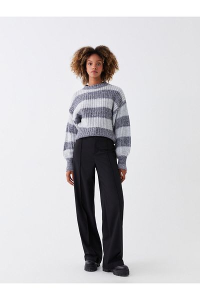 LC Waikiki Color Blocked Long Sleeve Crew Neck Women's Knitwear Sweater