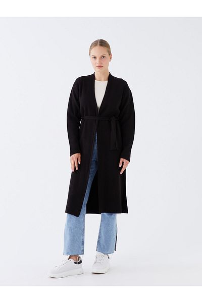 LC Waikiki Dámský pletený cardigan - šálový límec, pevný, s dlouhým rukávem