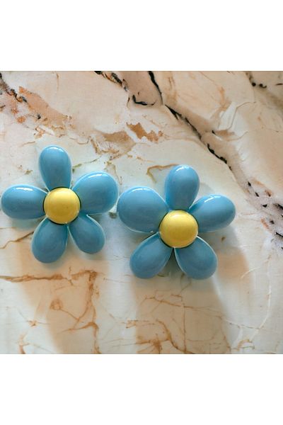 alsaccessories blue color daisy model earrings