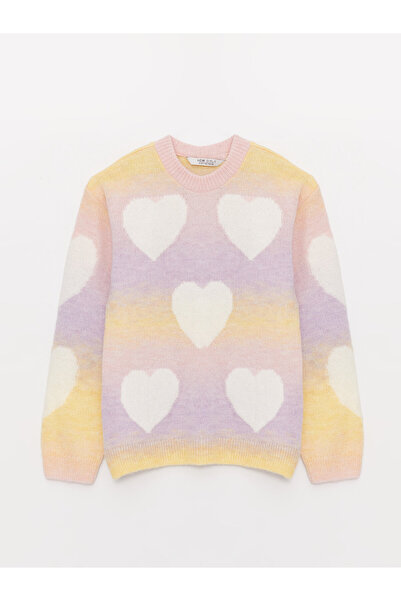 LC Waikiki Mintás nyakú, hosszú ujjú lány kötött pulóver