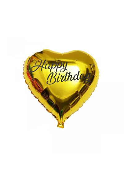 kidspartim Gold Heart Black Happy Birthday Written Foil Balloon