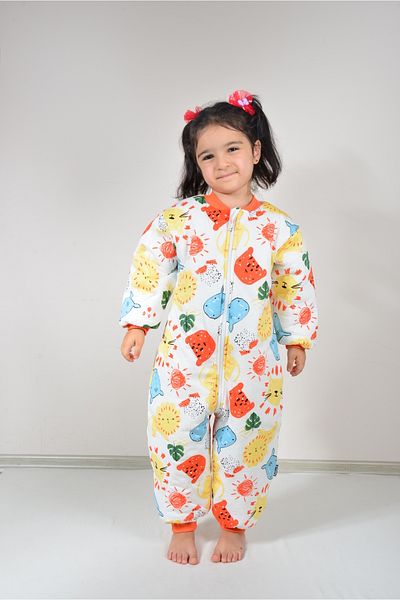 KİDSPİTİRCİK UNISEX CHILDREN'S COLORFUL THICK FIBER FILLED 2.5 TOG PATTERNED SLEEPING BAG