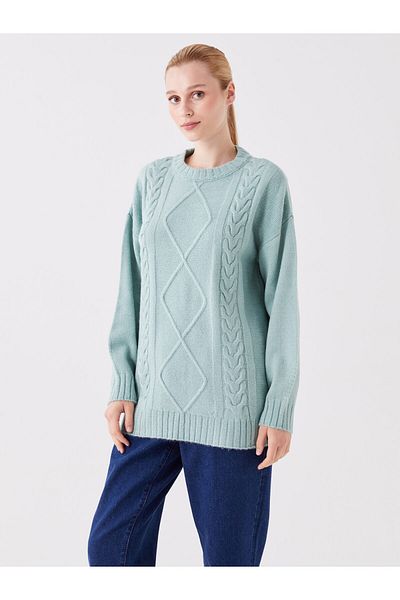 LC Waikiki Long Sleeve Crew Neck Patterned Women's Knitwear Sweater