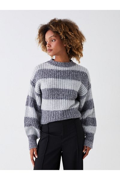 LC Waikiki Color Blocked Long Sleeve Crew Neck Women's Knitwear Sweater