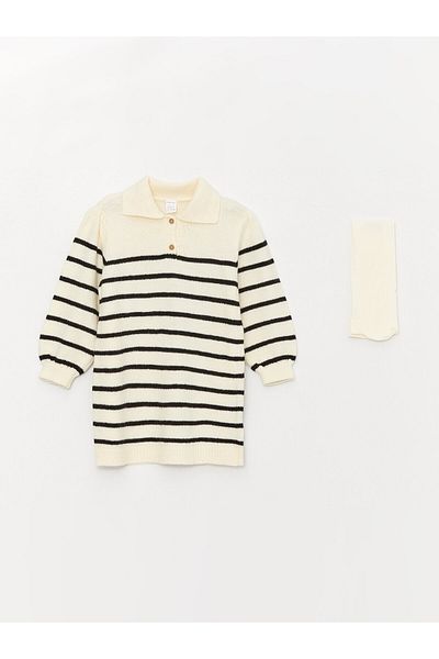 LC Waikiki Kleid und Strumpfhose für Babymädchen mit Polokragen