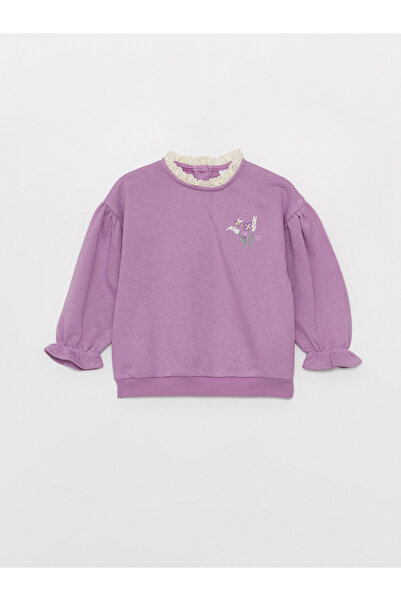 LC Waikiki Hanorac pentru fetiță brodat cu mânecă lungă, cu guler rotund