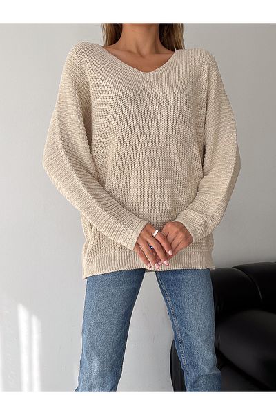 Slim'N Lift Pulover de damă oversize, tricotat Thessaloniki, cu decolteu în V