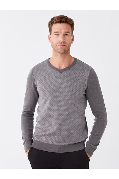 LC Waikiki Men's Knitwear Sweater - V-Neck, Long Sleeve