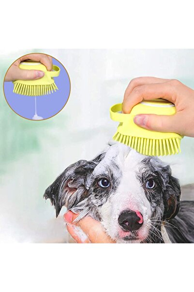 Demirhan Group Silicone Cat and Dog Pets Washing Brush with Shampoo Tank