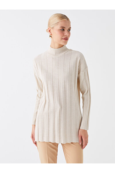 LC Waikiki Yarım Balıkçı Yaka Düz Uzun Kollu Kadın Triko Tunik