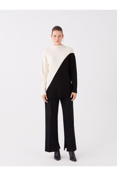 LC Waikiki Dámská úpletová tunika s dlouhým rukávem v barvě polovičního roláku