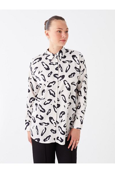 LC Waikiki Shirt Collar Striped Long Sleeve Satin Women's Tunic