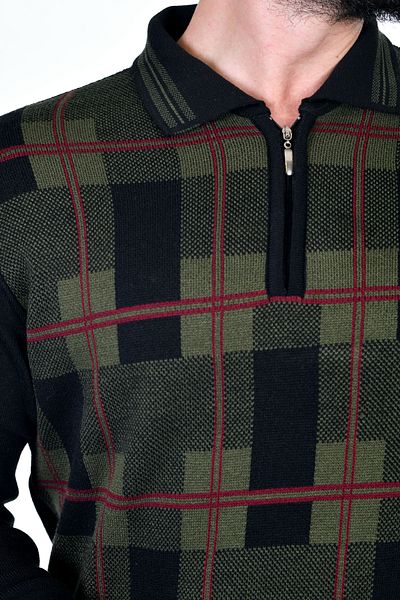 Kamalı Мъжка стоманена плетена риза Lumberjack с шарена яка и поло яка с цип, трикотаж против нацепване, зимен пуловер за татко