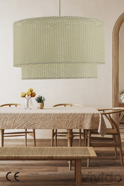Vivido Abajur Wicker cream Wicker Pendant Lamp Chandelier