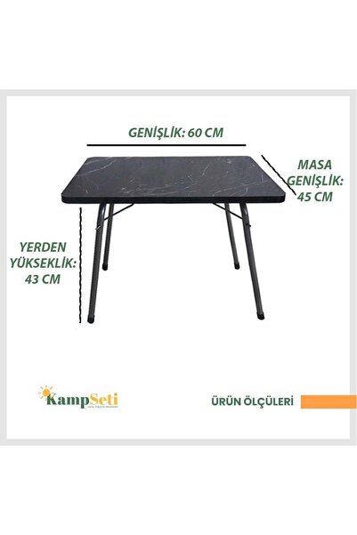 Genel Markalar 3 Adet Katlanır Kamp Sandalye ve Masa Seti-Taşınabilir Piknik Bahçe Sandalyesi-Masası