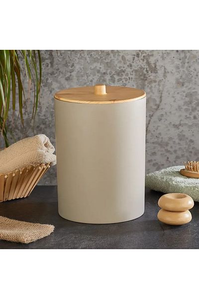 bersachef Χωρητικότητα 5lt Beige Bamboo Look Πλαστικός Κάδος Απορριμμάτων - Limpia
