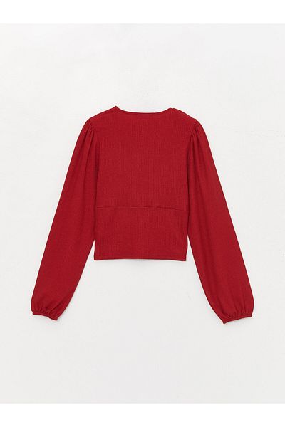 LC Waikiki V-Neck Straight Long Sleeve Women's Crop