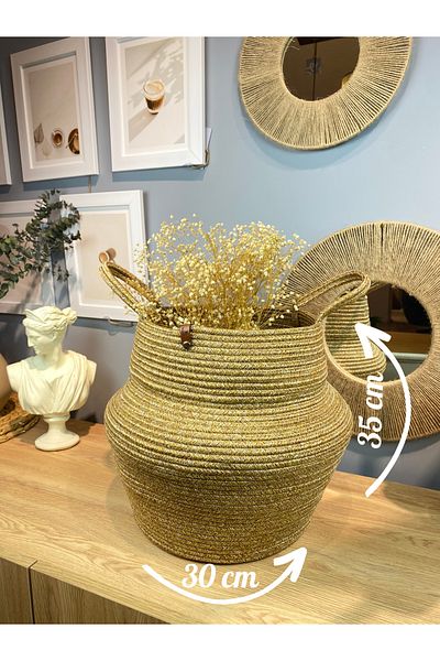 MaVaux Coș decorativ din iută cu aspect de răchită Alosh - Design curbat