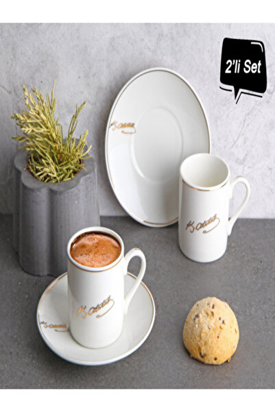 Keskinbıçak Porselen Kahve Takımı 2 Kişilik Atatürk İmza Desen