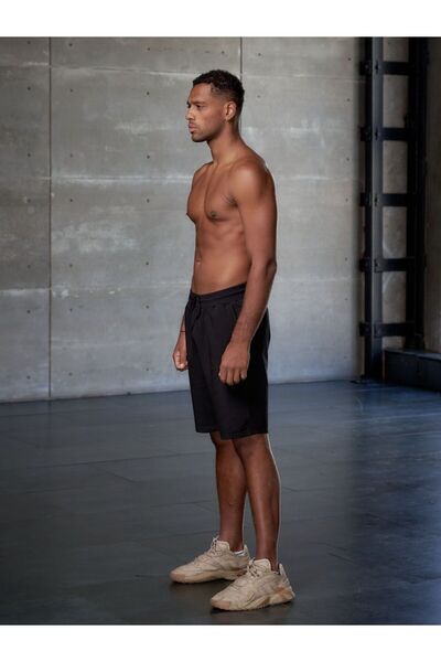 MİSTİRİK Viterbo Model Erkek Boks Şort Spor Şort Rahat Şort Hafif Penye Bol Şort Siyah Renk