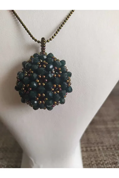 Sam Large Cevşen Necklace with Antique Chain / Handmade Crystal Bead Knitted /