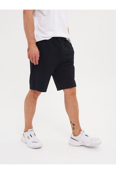 MİSTİRİK Αθλητικό σορτς Viterbo Model Loose Cut Άνετο σορτς Βαμβακερό χτενισμένο σορτς μαύρο χρώμα