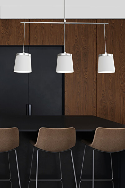 NOONLUX DESIGN&LIGHTING Avize Sarkıt 3 Lü Sıvama Hagen Krom Kaplama Iç Kısmı ...