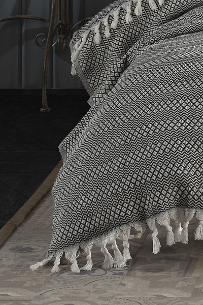 Lux Touch Khaki Single Duvet Cover 145 X 200 Cm Bed Armchair Sofa Armchair Cover Cotton Tassels