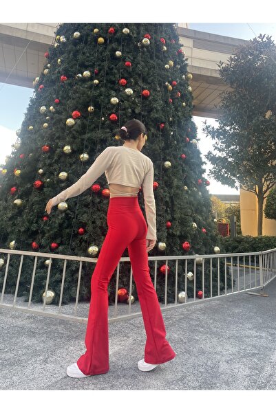 Seja Kırmızı Clara Ispanyol Paça Tayt