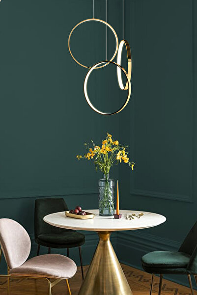 NOONLUX DESIGN&LIGHTING Sakuru-modern Led 3 Lü Sarkıt Avize-gold Kaplama; Mutfak, Yemek Odası, Salon, Cafe,otel