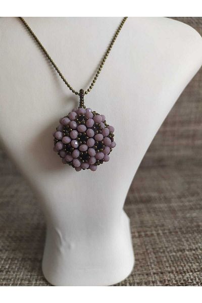 Sam Large Cevşen Necklace with Antique Chain / Handmade Crystal Bead Knitted /