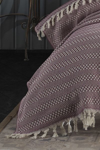 Lux Touch Azure Plum Single Pike 145 X 200 cm Πολυθρόνα Κρεβάτι Καναπές Πολυθρόνα Κάλυμμα Βαμβακερό Φουντωτό