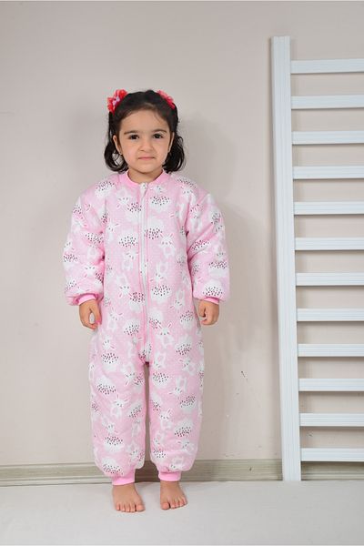 KİDSPİTİRCİK GIRL POWDER PINK THICK FIBER FILLED 2.5 TOG PATTERNED SLEEPING BAG