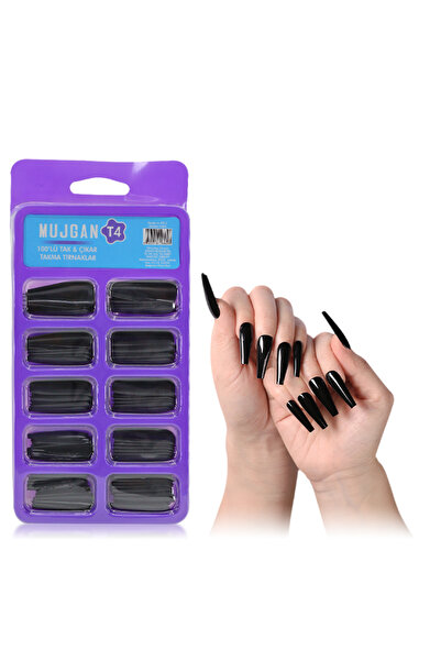 MUJGAN 100'lü Siyah Takma Tırnak T4
