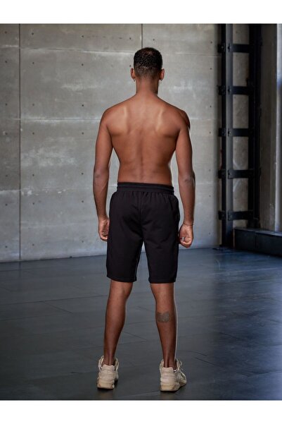 MİSTİRİK Viterbo Model Erkek Boks Şort Spor Şort Rahat Şort Hafif Penye Bol Şort Siyah Renk