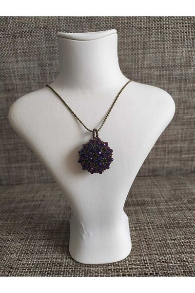 Sam Large Cevşen Necklace with Antique Chain / Handmade Crystal Bead Knitted /