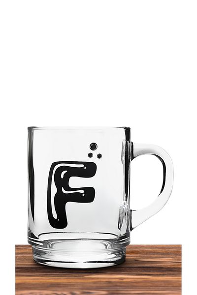 Bytwo TRANSPARENT GLASS CUP WITH LETTER F