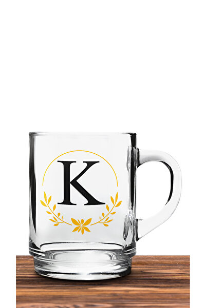 Bytwo TRANSPARENT GLASS CUP WITH K LETTER - camk118
