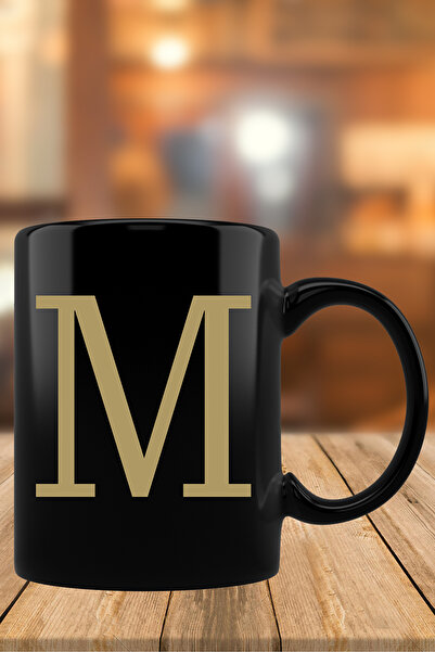 Bytwo كوب أسود بحرف M - كوب زجاجي 396