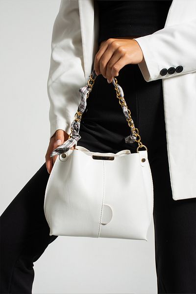Ynsstore Soft Leather Women's Bag - With Scarf, Chain Accessory, 3 Compartments, For Hand, Arm and Shoulder