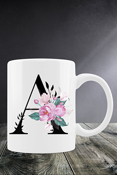 Bytwo كوب أبيض على شكل حرف A كوب زهور - كوب كوب 642