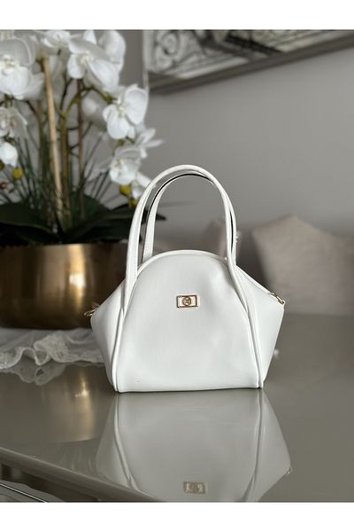 mossi White Faux Leather Women's Hand and Shoulder Bag